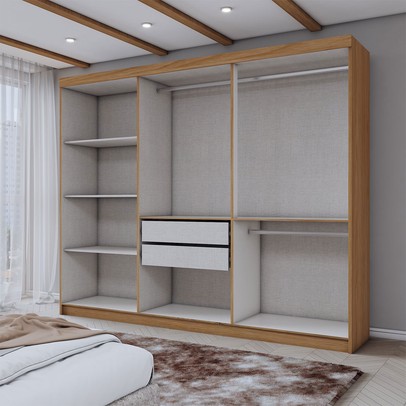 Guarda-Roupa Casal Aurora 6 Portas 2 Gavetas Marrocos/Off White - Panorama Móveis