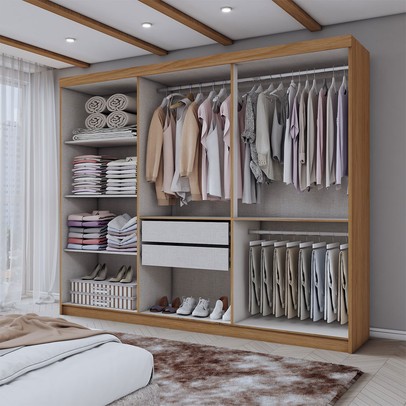 Guarda-Roupa Casal Aurora 6 Portas 2 Gavetas Marrocos/Off White - Panorama Móveis