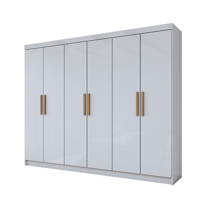 Guarda-Roupa Casal Aurora 6 Portas 2 Gavetas Branco Neve - Panorama Móveis