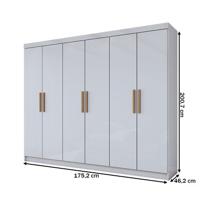Guarda-Roupa Casal Aurora 6 Portas 2 Gavetas Branco Neve - Panorama Móveis