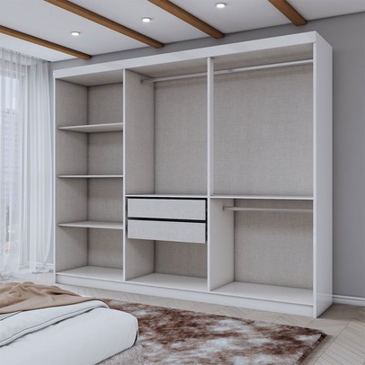 Guarda-Roupa Casal Aurora 6 Portas 2 Gavetas Branco Neve - Panorama Móveis