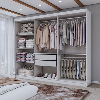 Guarda-Roupa Casal Aurora 6 Portas 2 Gavetas Branco Neve - Panorama Móveis