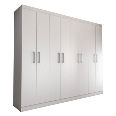 Guarda-Roupa Casal Ela e Ele 8 Portas 8 Prateleiras Malbec Branco Fosco - Panorama Móveis