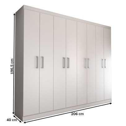 Guarda-Roupa Casal Ela e Ele 8 Portas 8 Prateleiras Malbec Branco Fosco - Panorama Móveis
