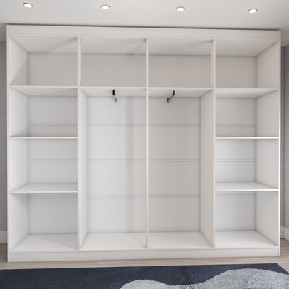 Guarda-Roupa Casal Ela e Ele 8 Portas 8 Prateleiras Malbec Branco Fosco - Panorama Móveis