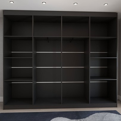 Guarda-Roupa Casal Ela e Ele 8 Portas 8 Prateleiras Malbec Preto Fosco - Panorama Móveis