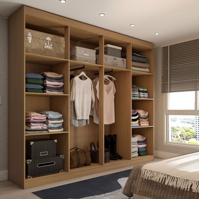 Guarda-Roupa Casal Ela e Ele 8 Portas 8 Prateleiras Cinamomo - Panorama Móveis