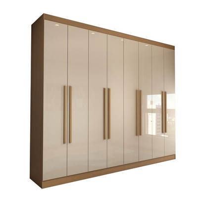 Guarda-Roupa Casal Ela e Ele 8 Portas 8 Prateleiras Cinamomo/Off White - Panorama Móveis
