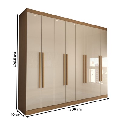 Guarda-Roupa Casal Ela e Ele 8 Portas 8 Prateleiras Cinamomo/Off White - Panorama Móveis