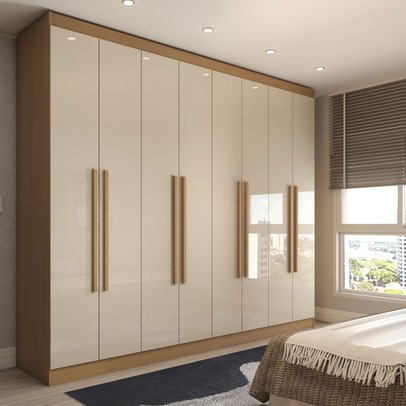 Guarda-Roupa Casal Ela e Ele 8 Portas 8 Prateleiras Cinamomo/Off White - Panorama Móveis