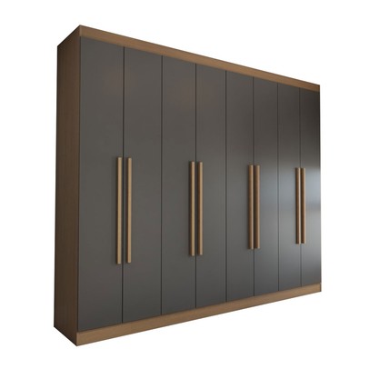 Guarda-Roupa Casal Ela e Ele 8 Portas 8 Prateleiras Cinamomo/Chumbo - Panorama Móveis