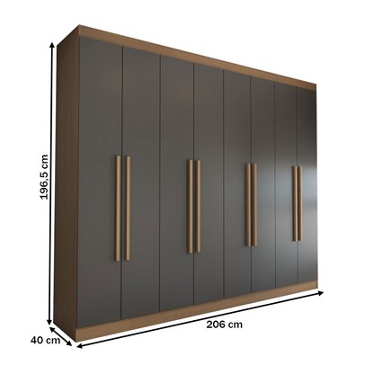 Guarda-Roupa Casal Ela e Ele 8 Portas 8 Prateleiras Cinamomo/Chumbo - Panorama Móveis