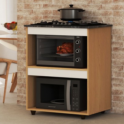 Armário de Cozinha para Cooktop São Paulo Nature/Off White - Panorama Móveis