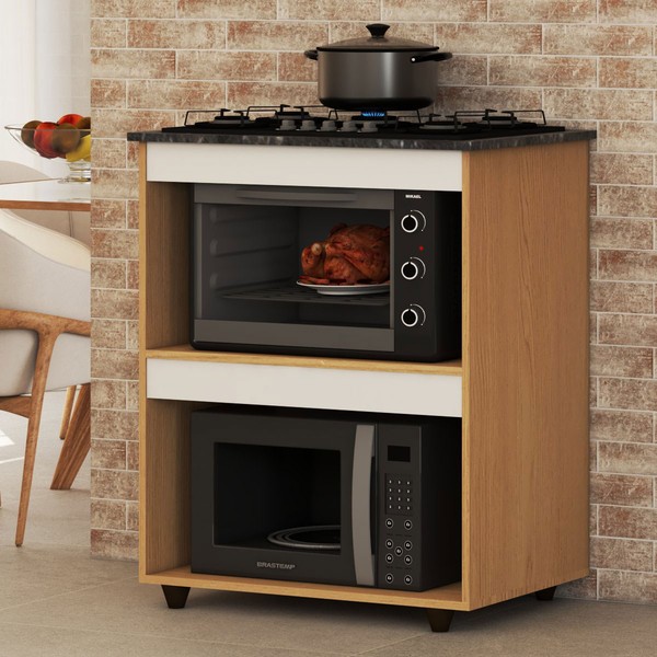 Armário de Cozinha para Cooktop São Paulo Nature/Off White - Panorama Móveis