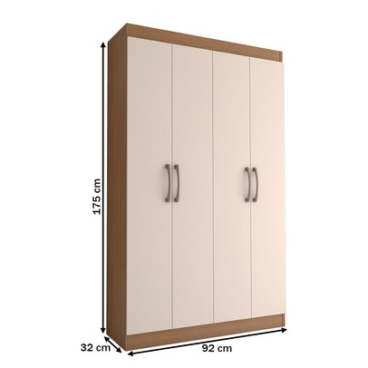 Sapateira Multiuso 20 Pares Sapato 4 Portas 8 Prateleiras Off White/Nogueira - Panorama Móveis