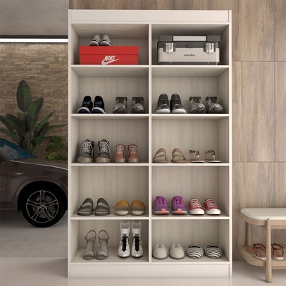 Sapateira Multiuso 20 Pares Sapato 4 Portas 8 Prateleiras Branco - Panorama Móveis