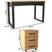 Conjunto Home Office Industrial 100% Mdf Mesa e Gaveteiro Freijó/Preto - Panorama Móveis