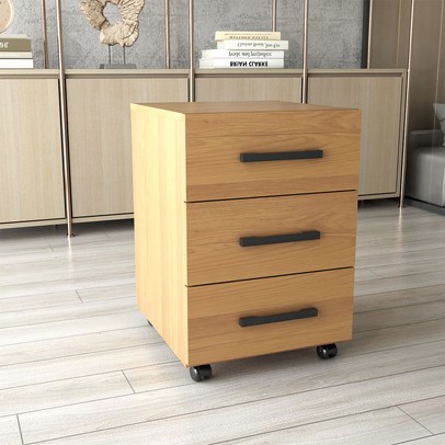 Conjunto Home Office Industrial 100% Mdf Mesa e Gaveteiro Freijó/Preto - Panorama Móveis