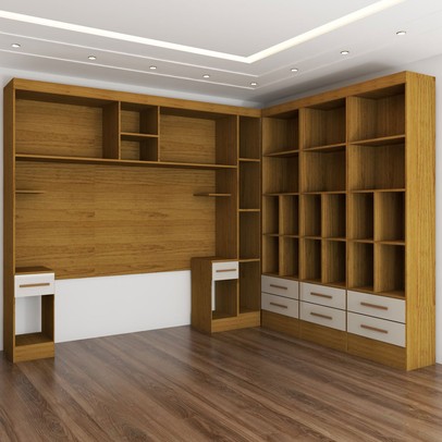 Guarda-Roupa Modulado 9 Portas 8 Gavetas Maestro Cinamomo/Off White - Panorama Móveis