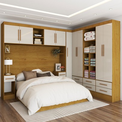 Guarda-Roupa Modulado 9 Portas 8 Gavetas Maestro Cinamomo/Off White - Panorama Móveis