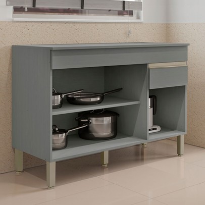 Balcão de Cozinha 120 Cm Line 3 Portas 1 Gaveta Gris - Kits Paraná