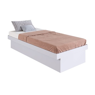 Cama de Solteiro Bogotá com Baú Branco - Art In Móveis