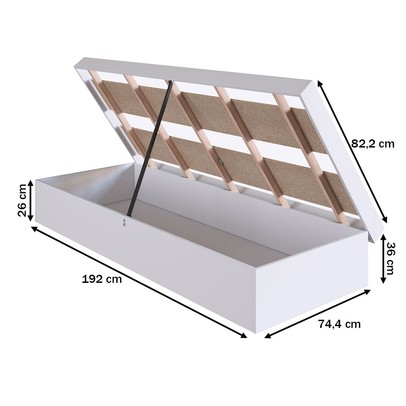 Cama de Solteiro Bogotá com Baú Branco - Art In Móveis