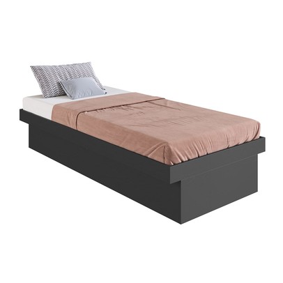 Cama de Solteiro Bogotá com Baú Grafite - Art In Móveis