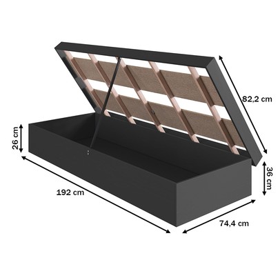 Cama de Solteiro Bogotá com Baú Grafite - Art In Móveis