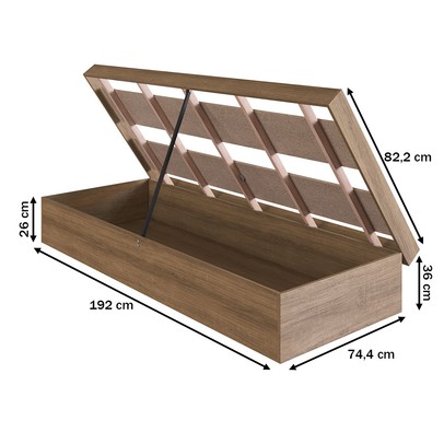 Cama de Solteiro Bogotá com Baú Mel - Art In Móveis