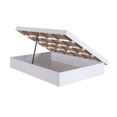 Cama Casal Bogotá com Baú Articulável Branco - Art In Móveis