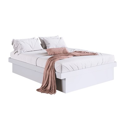 Cama Casal Bogotá com Baú Articulável Branco - Art In Móveis