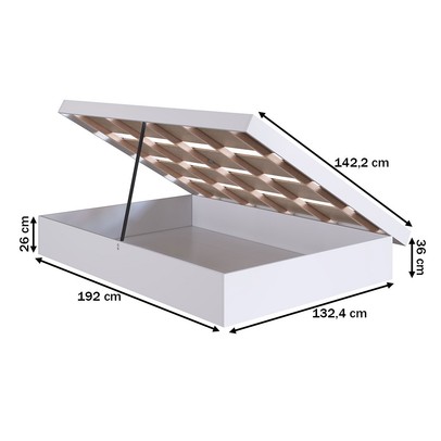 Cama Casal Bogotá com Baú Articulável Branco - Art In Móveis