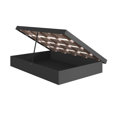 Cama Casal Bogotá com Baú Articulável Grafite - Art In Móveis