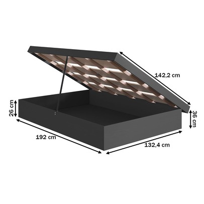 Cama Casal Bogotá com Baú Articulável Grafite - Art In Móveis