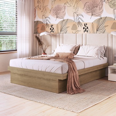 Cama Casal Bogotá com Baú Articulável Mel - Art In Móveis