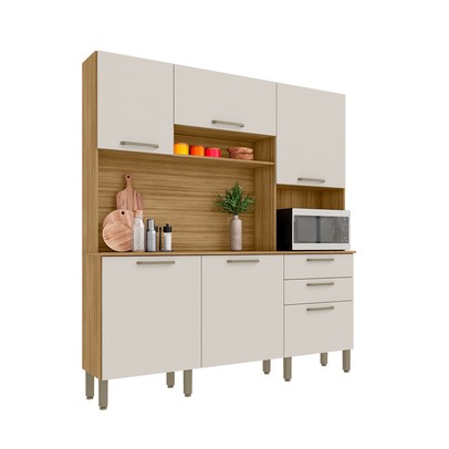 Cozinha Compacta Ferrara 6 Portas 2 Gavetas Freijó/Soft - Kits Paraná