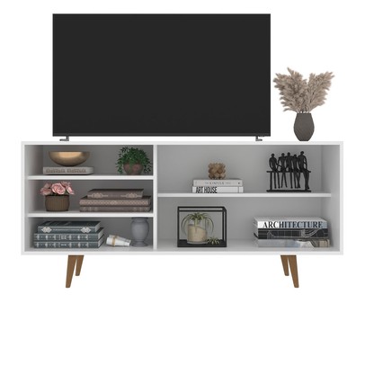 Rack para TV Até 55 Polegadas San Diego 1 Porta Ripado Branco/Freijó - Jcarvalho