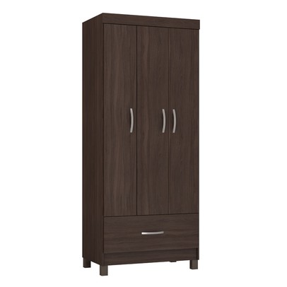 Guarda-Roupa Solteiro Prince 3 Portas 1 Gaveta Café Touch - Demóbile