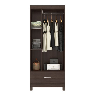 Guarda-Roupa Solteiro Prince 3 Portas 1 Gaveta Café Touch - Demóbile