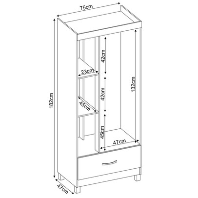 Guarda-Roupa Solteiro Prince 3 Portas 1 Gaveta Café Touch - Demóbile