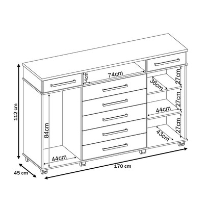 Cômoda London 7 Gavetas Café Touch - Demóbile