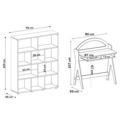 Escritório Completo Mali 12 Prateleiras Mali Natura/Branco - Pnr Móveis