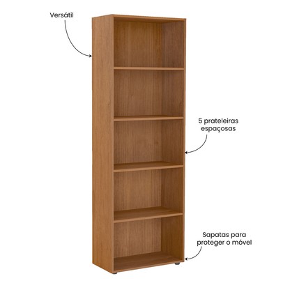 Estante para Livros Multy 8 Prateleiras Cinamomo - Pnr Móveis