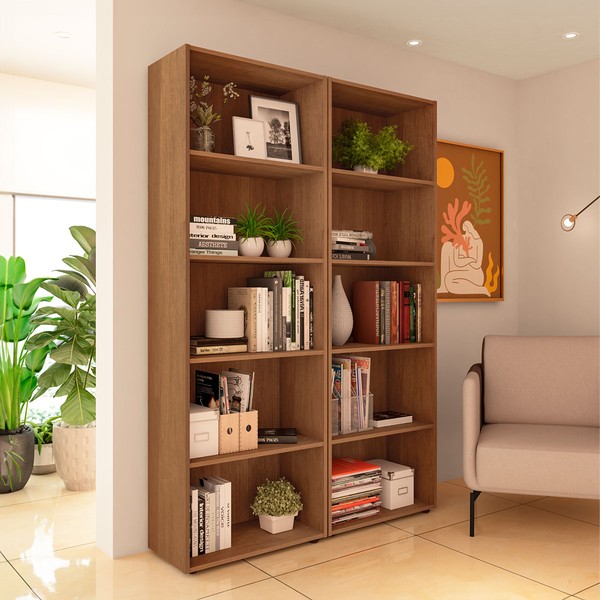 Estante para Livros Multy 8 Prateleiras Cinamomo - Pnr Móveis