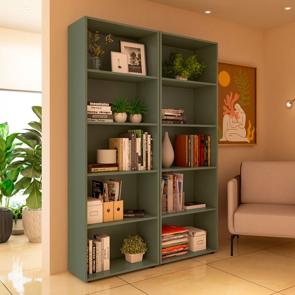 Estante para Livros Multy 8 Prateleiras Menta - Pnr Móveis