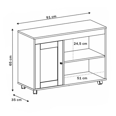 Rack para TV Até 42 Polegadas Rio 1 Porta Carvalho - Pnr Móveis