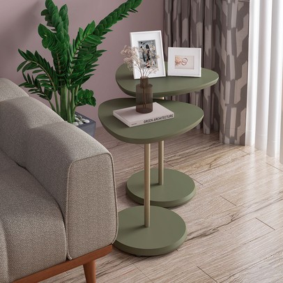 Mesa Canto Bia Kit 2 Peças 100% Mdf Menta - Pnr Móveis