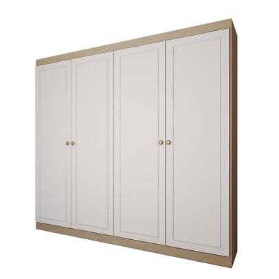 Guarda-Roupa Casal 4 Portas Americano Savana/Branco Fosco - Panorama Móveis