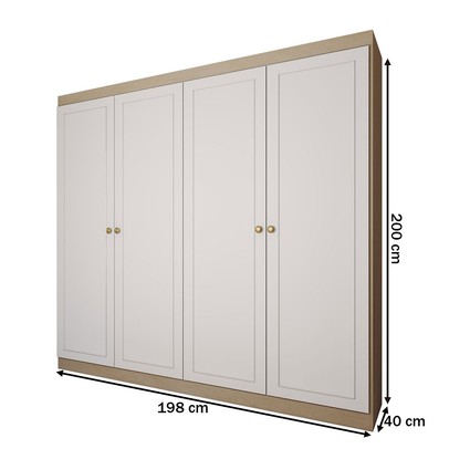 Guarda-Roupa Casal 4 Portas Americano Savana/Branco Fosco - Panorama Móveis